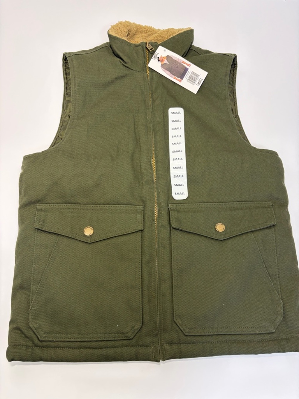 Heritage Olive Green Sherpa-Lined Men's Vest